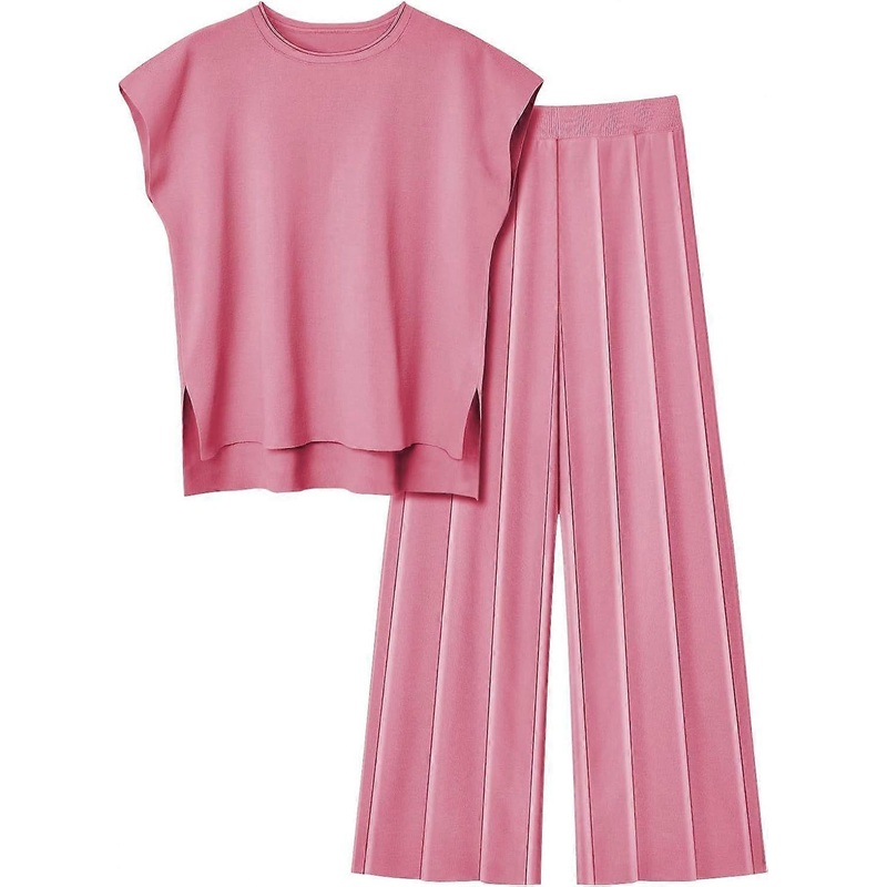 Women’s Sweater Set 2 Piece Lounge Set Knit Pullover Tops Vest High Waisted Pants Outfits