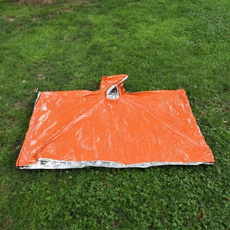 Outdoor Survival Gear 2Pack Thermal Rain Coat With Reflective Insulation, Orange 130×100 cm, Compact Storage