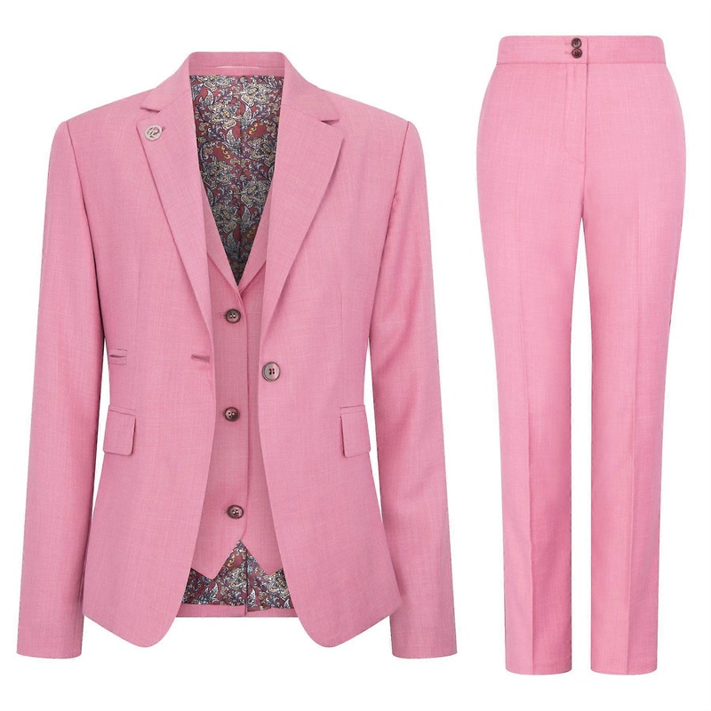 Women’s 3 Piece Tailored Fit Plain Pink Formal Office Suit