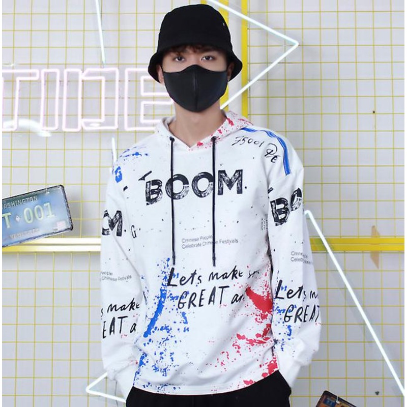 2022 Spring And Autumn Luxury Trendy Luxury Printing Loose National Sweater Full Print Pullover Long-sleeved Jacket Men’s Hooded Sweater
