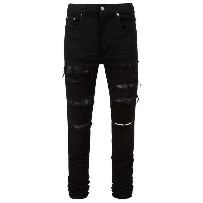 Amiri Leather Thrasher Black OD Jeans