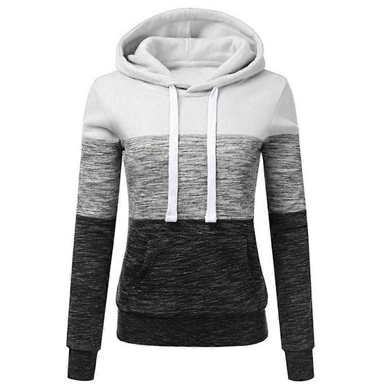 Women’s Autumn Slim Patchwork Zip Hooded Jacket White, size M