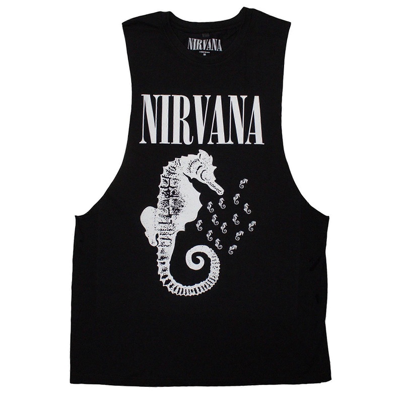 Nirvana Seahorse Band Logo Mono Vest Top