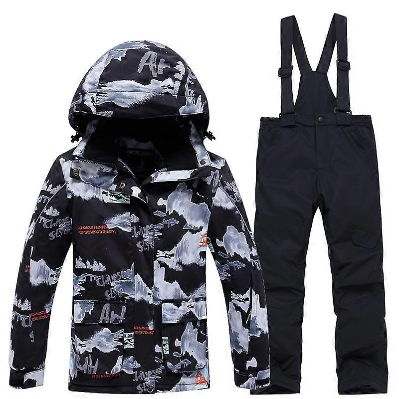 Winter -30 Children Ski Suit Professional Skiing Snowboarding Kids Jacket and Pants Warm Waterproof Snow Suit – 1024 Set