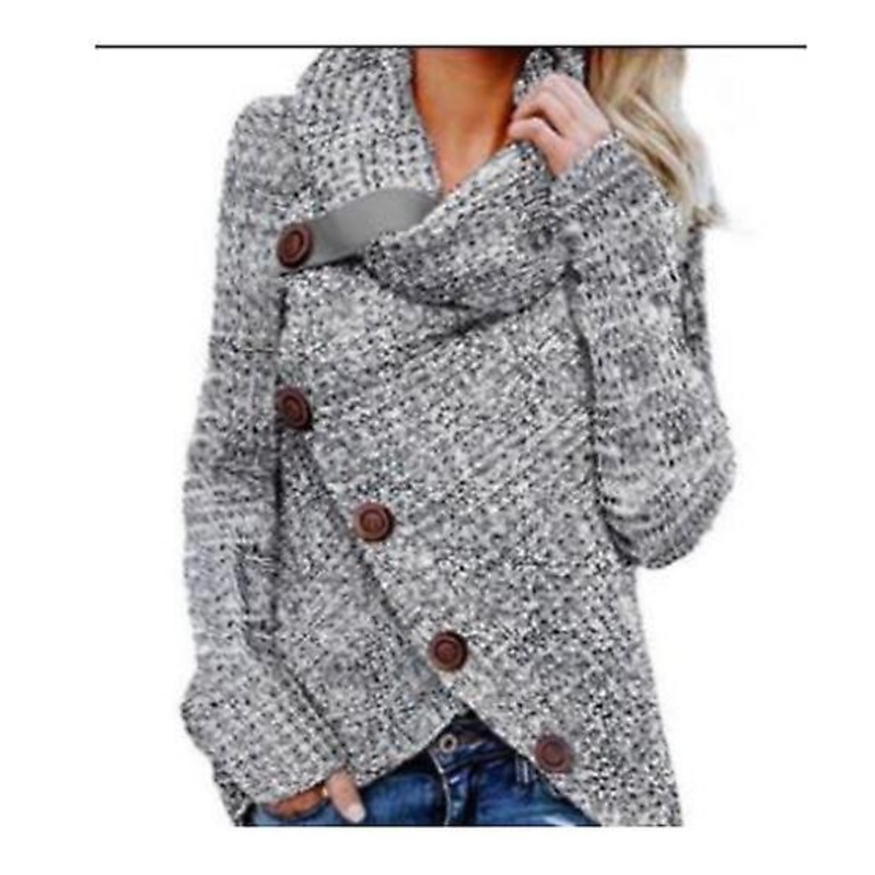 2023 Autumn And Winter Knitwear Women’s Fashion Turtleneck Cardigan Women’s Solid Color Long-sleeved Five-button Decorative Women’s Sweater