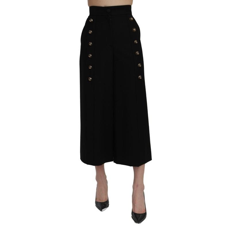 Black high waist wide leg cropped pants