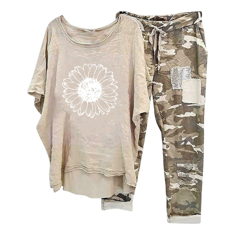 Women’s TwoPiece Summer Set, ShortSleeve TShirt and Pants, Casual Lounge Wear