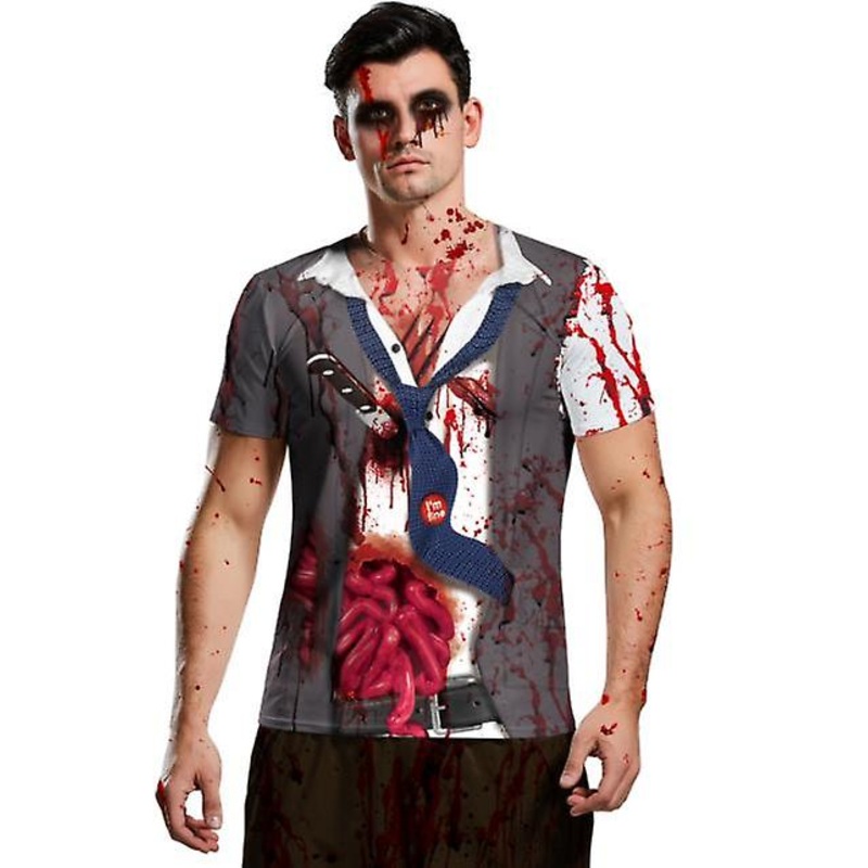 2022 Summer New Outlet Men’s Large Size T-shirt Halloween Zombie 3d Digital Printing Pullover Short Sleeve