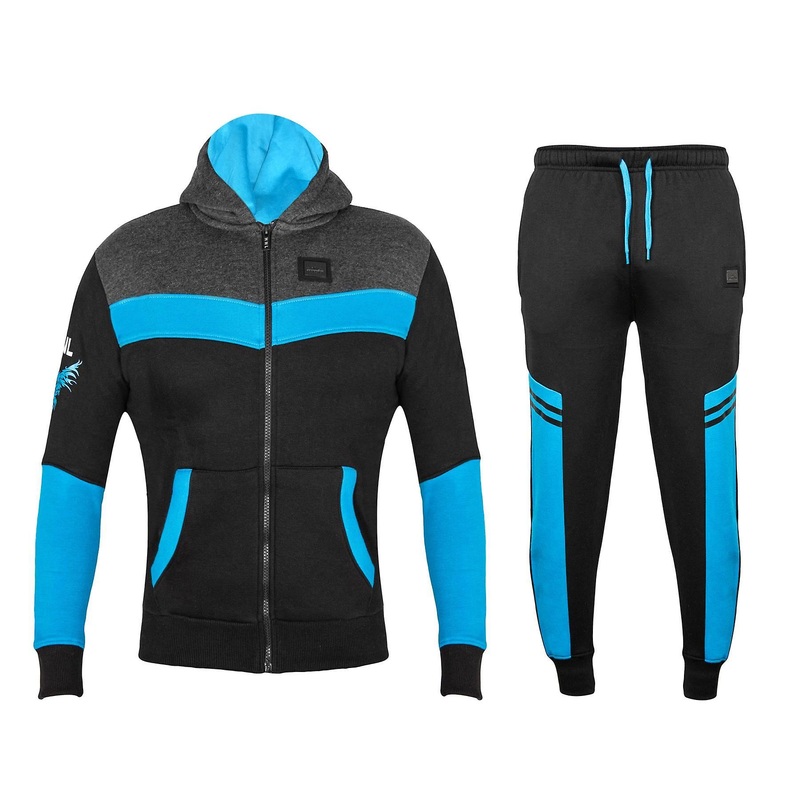 Boys HNL Contrast Panelled Hooded Black Tracksuit