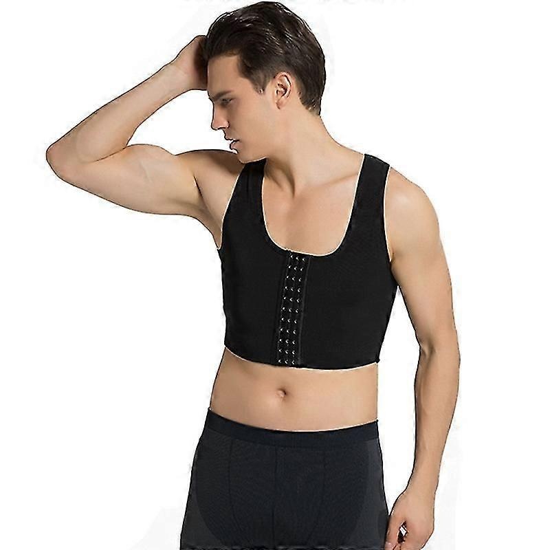 Men’s Body Shaper Chest Binder Flat Compression 3 Rows Clasp Bust Corset Vests