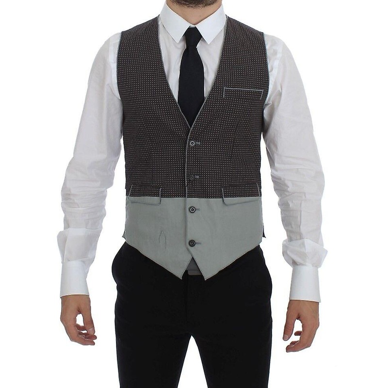 Gray Polka Dot Dress Vest Gilet Weste