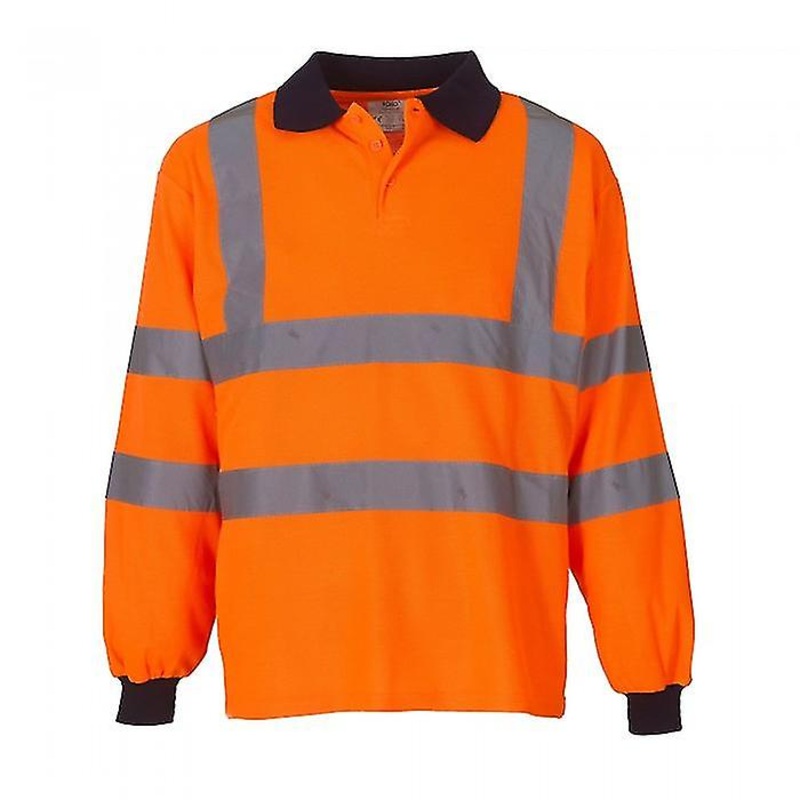 Yoko Unisex Adult Safety Long-Sleeved Hi-Vis Polo Shirt