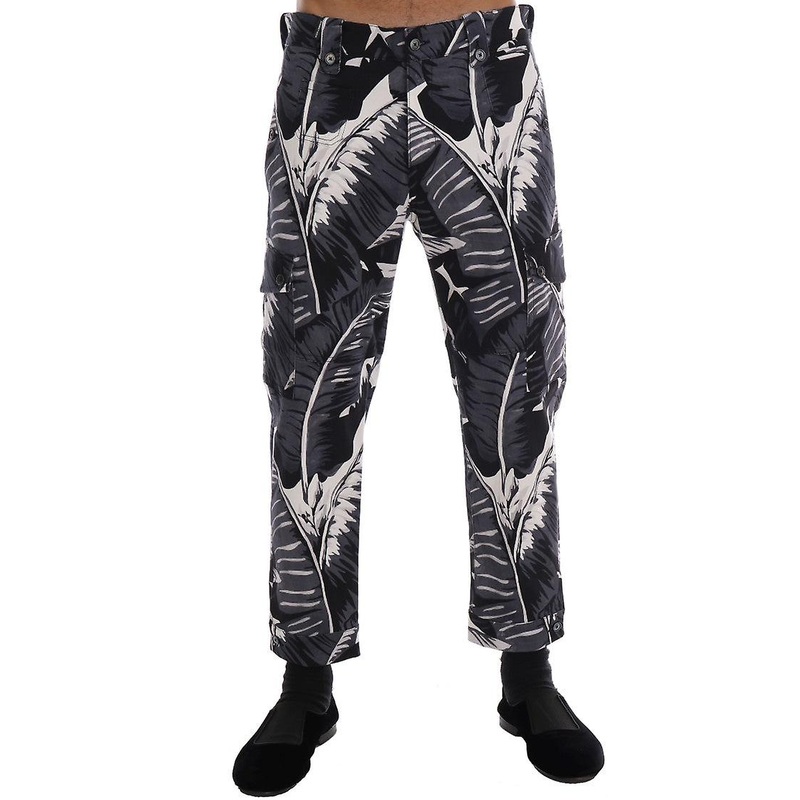 Gray Banana Leaf Cotton Pants