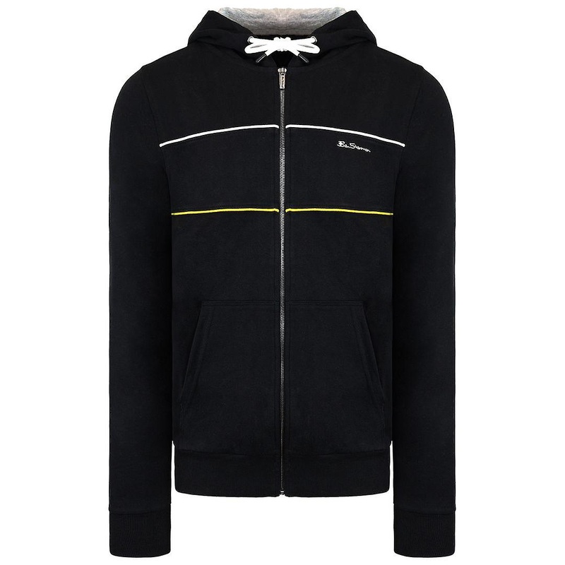 Ben Sherman Long Sleeve Zip Up Black Mens Hooded Track Jacket 0065216 BLACK