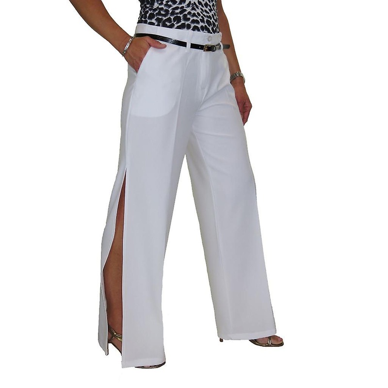 icecoolfashion Women’s Loose Side Split Trousers With Belt Split Hem Wide Leg Pants