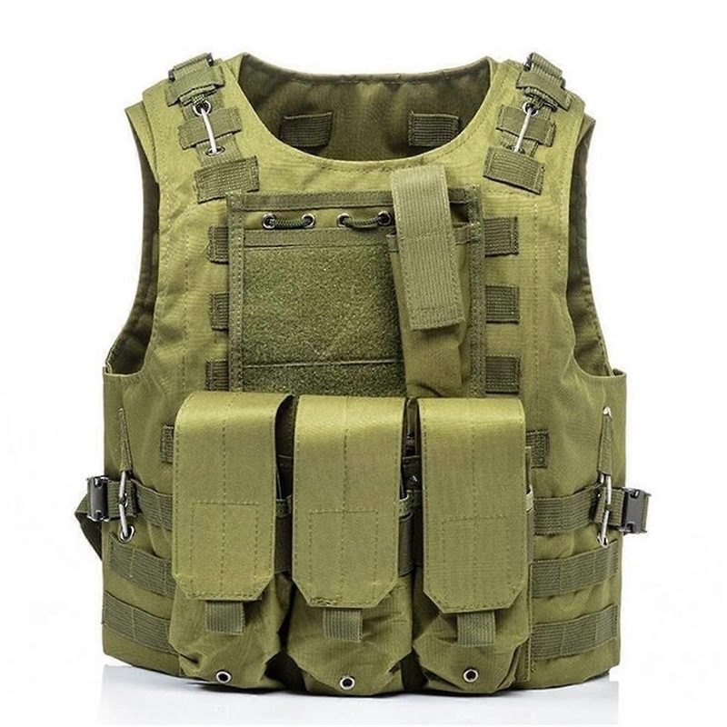 Airsoft Military Tactical Vest Molle Combat Plate Carrier for Outdoor Hunting in 7 Colors, Lightweight Green Waistcoat