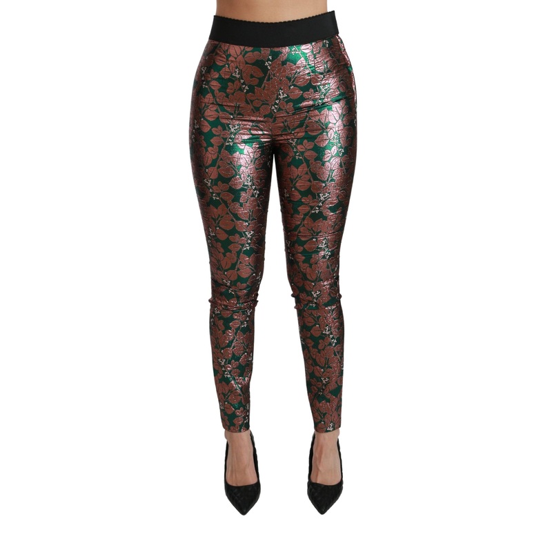 Green Bronze Leaf Tights Skinny Pants