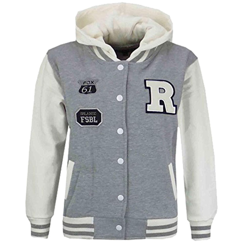 Unisex Baseball Grey Contrast Color Jackets