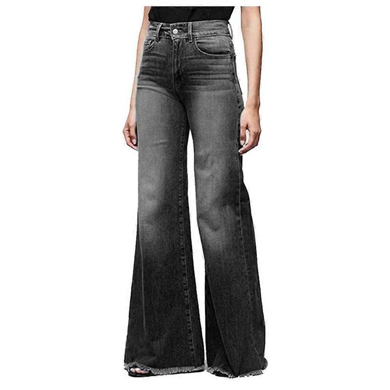 Schlaghosen Damen Jeans Hosen High Waist Stretch Skinny Flared Pants 3XL Schwarz Retro Baggy Denim Cargo Jeans