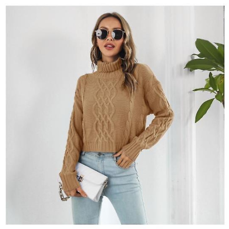 Women’s Knitted Sweater 2022 Autumn And Winter Fashion Twist Turtleneck Short Sweater Women’s High Quality Solid Color Loose Long-sleeved