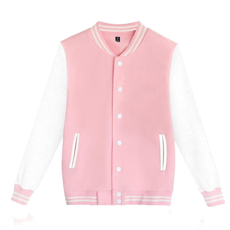 Bomber Jacket Men’s College Baseball Jacket Unisex Vintage Hollywood Style Two-Tone Sports Sweat Jacket Pink XL