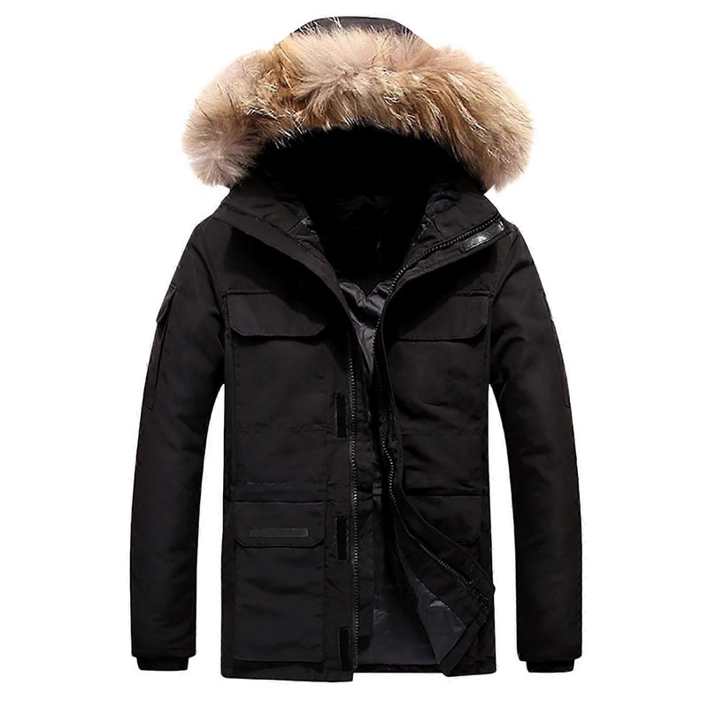 Wool Coat Men’s Winter Thick Transition Coat Parka Jacket A2Black XXL