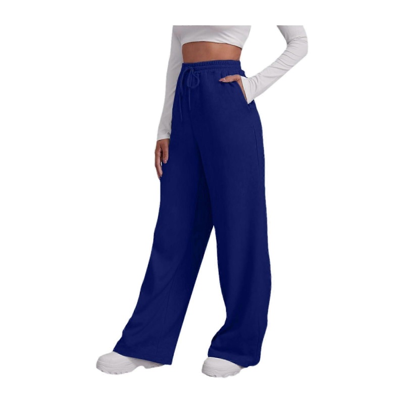 Damen Hosen Fleece-Lined Jogger Pants For Women, High Waist With Pockets, Navy, Winter, Wide Straight-Leg, Size XXL