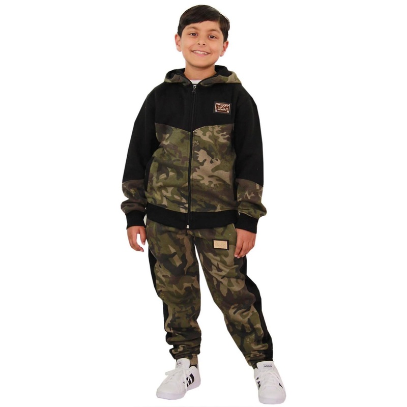Unisex A2Z Badged Camouflage Green Tracksuit