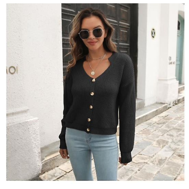 Women’s Button-down Loose Knitted Cardigan 2022 High Quality Sweater Coat Women’s Autumn And Winter Solid Color V-neck Top Coat