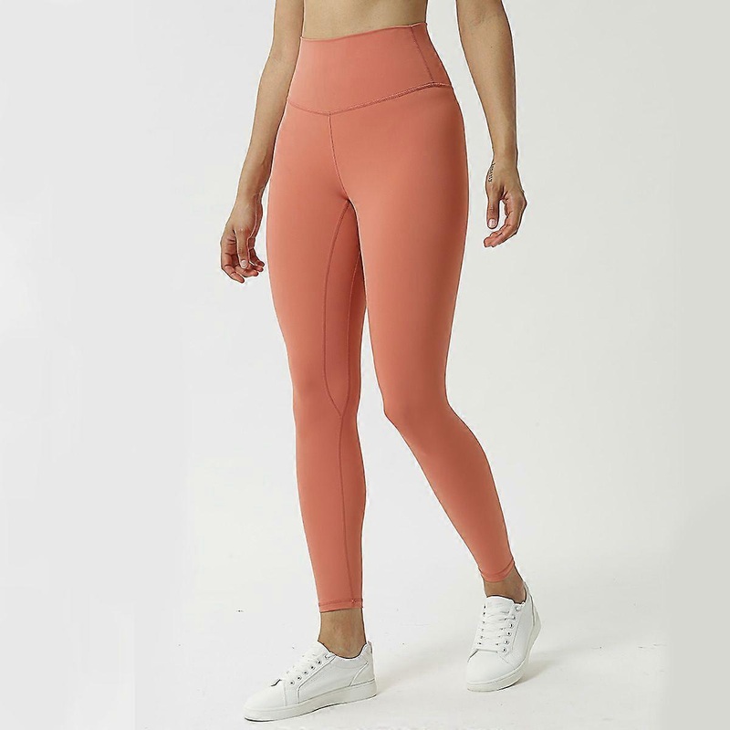Womens Sweatpants High Waist Solid Color Hip Lifting Exercise Fitness Tight Yoga Pants Leggings Warm brown red