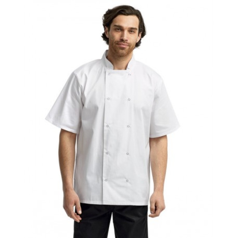 Artisan Collection by Reprime RP664 Unisex Studded Front Short-Sleeve Chefs Coat | Artisan Collection by Reprime RP664