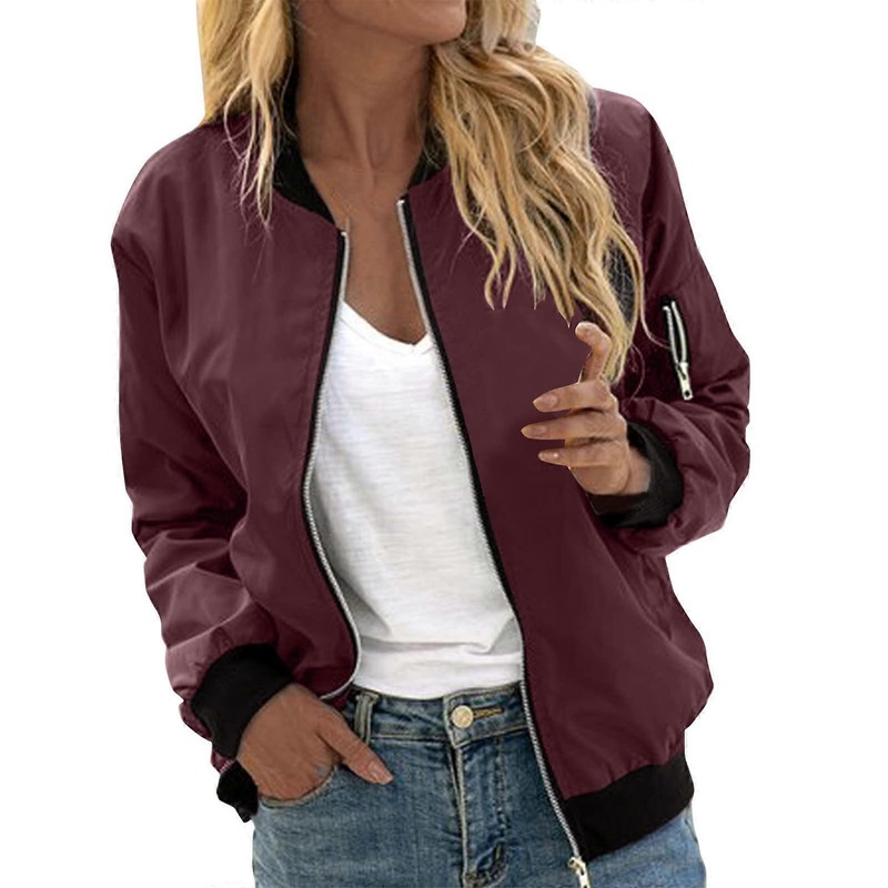 Women’s Coats with Fur Women’s Fashion Casual Square Thin Pocket Jacket Blouse Coat Baseball  Casual Jackets For Women Red M