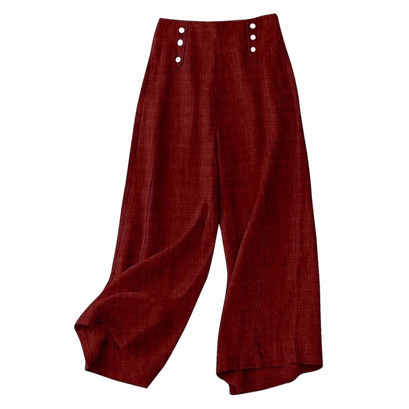 Women’s Linen Palazzo Trousers, Summer Casual, Lightweight Yoga,  Waist Beach Trousers with Pockets