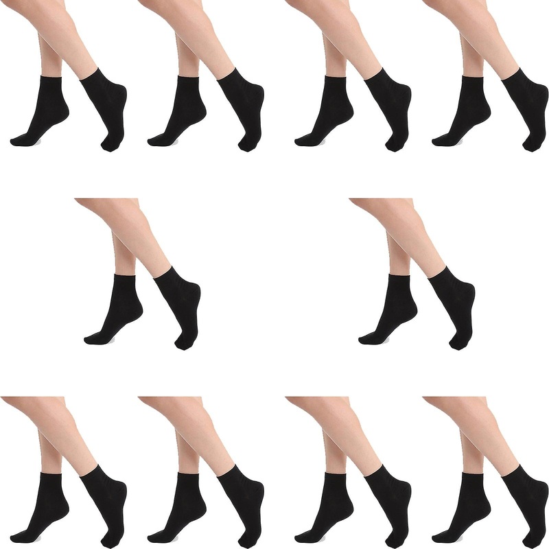 10X Sheer Relief Women Cotton Blend Anklet Tight Stockings Socks Black Bulk
