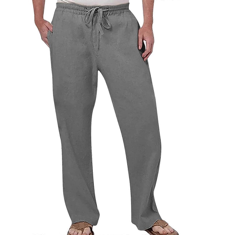 Hosen Herren Leinenhose Lang 3XL A4-Grey Leichte Sommer Freizeithose Strand Laufhose Shorts Gym Radunterhose