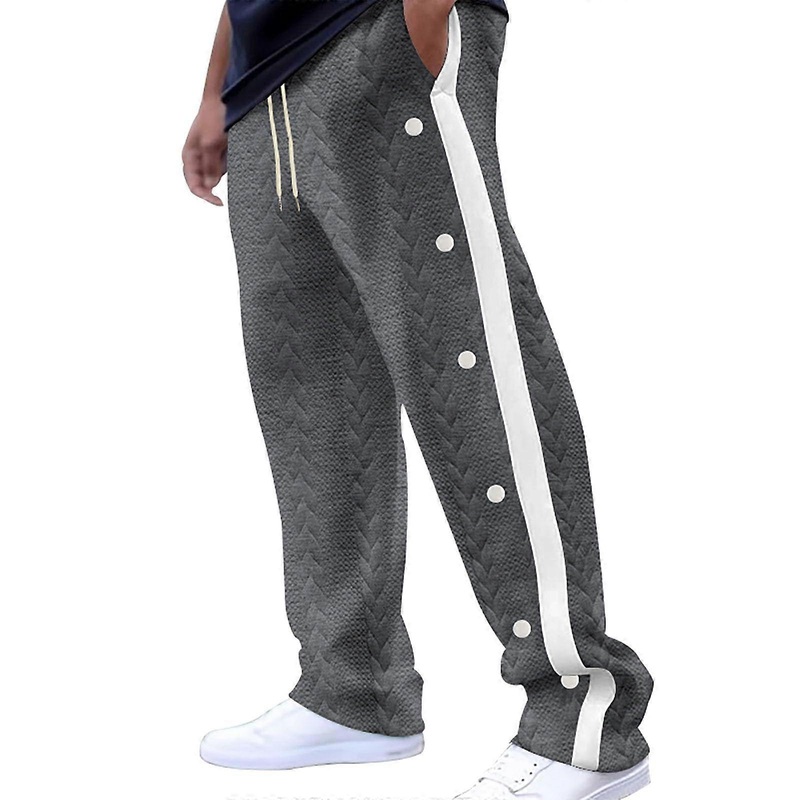 Reha Men’s Straight Tracksuit Bottoms Dark Grey L, Breathable Sports Trousers with Side Button Placket for Jogging and Leisure