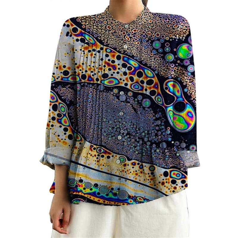 Womens Pleated Shirt With Retro Front Pleats  Soft Linen Like Fabric Easy Regular Fit Elegant