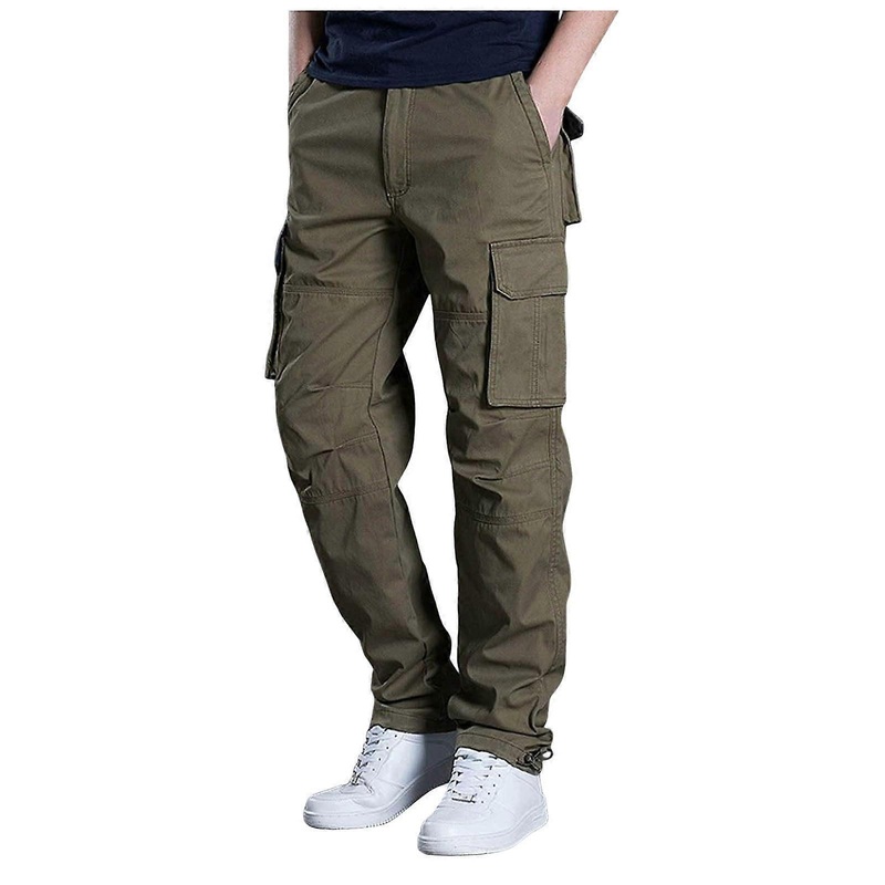 Cargohose Baggy Herren Winter Jogginghose 3XL Halblang Outdoor Zip Off Softshell Trekkinghose A2-Khaki