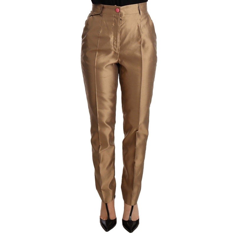 Gold Silk Tapered Trouser Metallic Pants