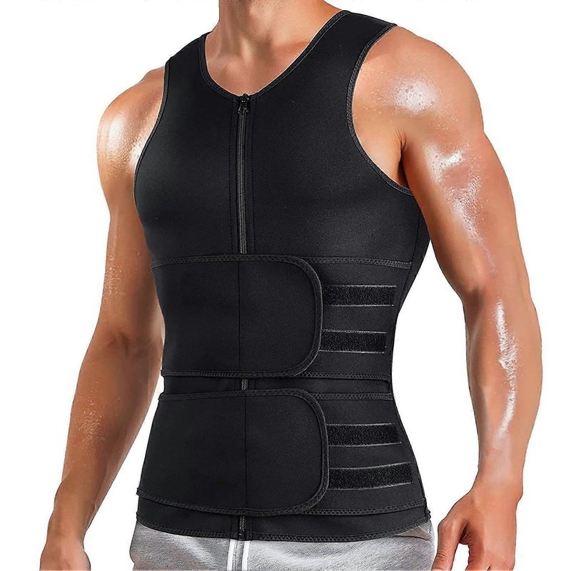 Sauna Weight Loss Men Weight Loss Vest Sweating Design Compression Belly Gym Body Shaper(3XL) 3XL Black