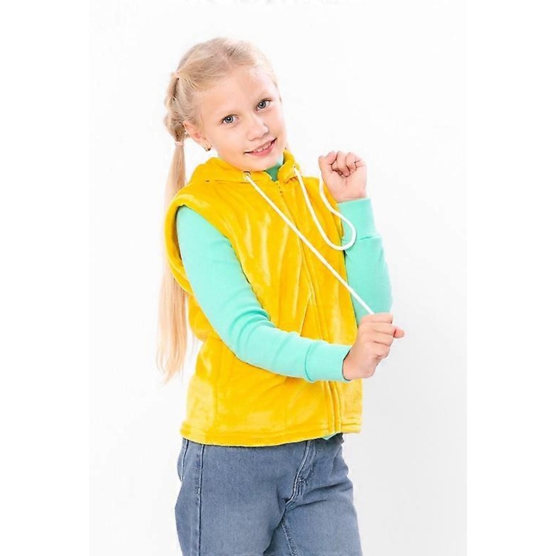 Girls Stylish Hooded Vest  Soft Plush Fabric, Functional & Fashionable, Demi-season,  HC 6402-034-5