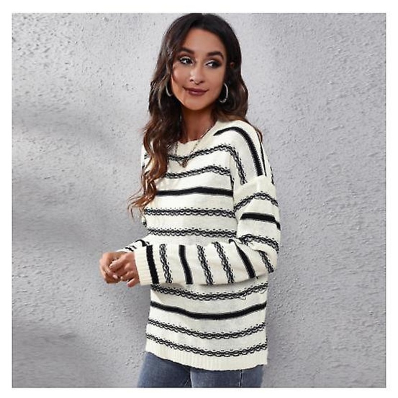 Women’s Clothing 2022 Autumn And Winter Fashion Striped Long-sleeved Women’s High Quality Loose Autumn And Winter Sweater Women’s Round Neck Sweater
