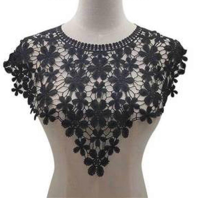 Floral Lace Neckline, Fake Collar Applique Hollow Tulle Lace Shawl Vest