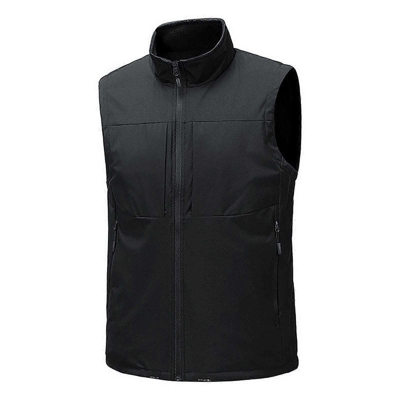 Men’s Fleece Vest Stand Collar Ultralight Outdoor Sleeveless Jacket L Black