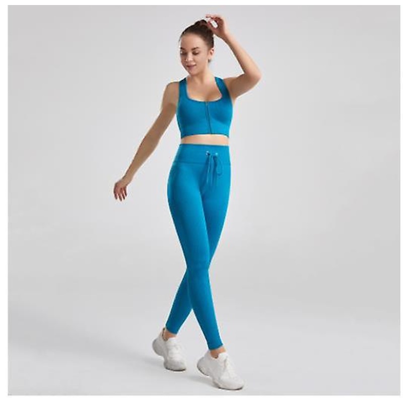Women’s Fitness Vest Suit Autumn And Winter High Quality Drawstring Yoga Clothes Hip Lift Sports Suit Ladies Solid Color Leggings