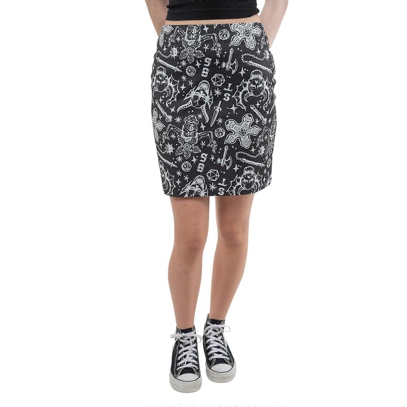 Stranger Things Skirt Hellfire Club all over print new Official womens Black