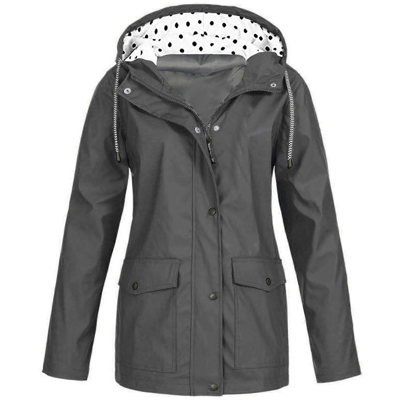 Waterproof Women’s Winter Softshell Jacket Lightweight Breathable Raincoat Large Sizes 4XL Gray