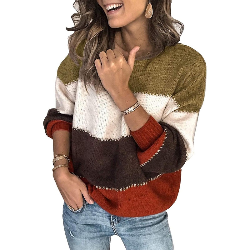 Womens Casual Sweater Pullover Winter Basic Sweatshirt Long Sleeve Cozy Knitted Jumper Tops Loose Fit
