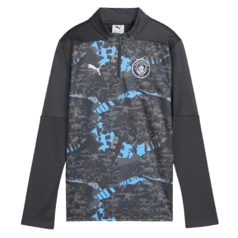 2024-2025 Man City Prematch 1/4 Zip Top (Strong Gray) – Kids