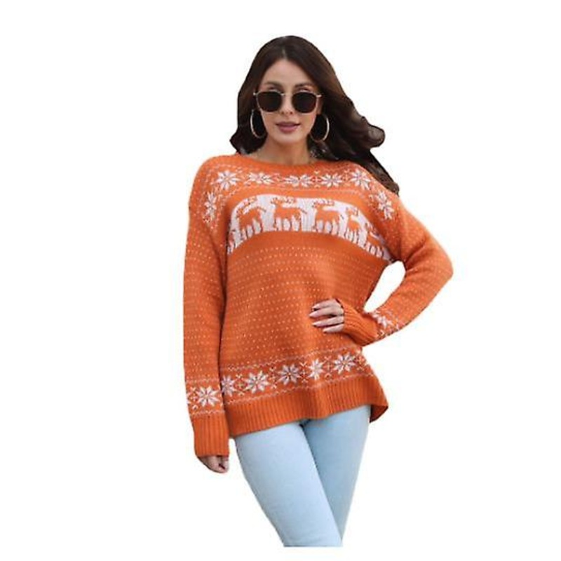 Women’s Long-sleeved 2022 Autumn And Winter High Quality Christmas Pattern Knitted Sweater Women’s Fashion Casual Loose Knitted Sweater